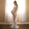 Maternity Dresses Photography Props White Black Lace  Fancy Pregnant Dress Maxi Pregnancy Dress for Photo Shoot M-4XL