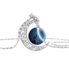 Totem Wolf Glass Cabochon Moon Naszyjnik Silver Animal Modele Modna biżuteria dla kobiet