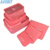 6 PCS / Set Hot Sale Travel Bag de armazenamento de Bagagem de Viagem Organizadores embalagem de embalagem Cubos Set com roupas Bag