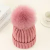 Gorros de cazador moda mujer sombrero invierno 15cm bola de piel Pom gorro de punto gorro de esquí Bobble