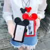 Sac à main pour enfants, sac à cartes avec sangle de cou d'oreille de souris de dessin animé pour filles, sac de téléphone en PU, porte-cartes de crédit, porte-Photos, porte-monnaie pour bébé