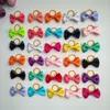 100pcs/lot Cute Puppy Dog Small Bowknot Hair Bows with Rubber Bands Handmade Hair Accessories Bow Pet Grooming Products