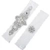 Bridal Garters Prom Garter White Lace Bridal Wedding Garter Belt 2 Pieces set Lace Rhinestones Crystals Pearls In Stock Cheap3324061