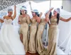 2021 Bling Sequin Mismatched Long Wedding Guest Bridesmaid Dresses Sweetheart Gold Sequins Sexiga Side Splite Party Gowns