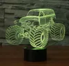 Stor Storlek Grave Digger Monster Truck 3D Desk Lamp 7 Bytbara färger Nattljus # R45