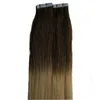 #2/613 Cinta de color en extensiones de cabello humano 100G Cabello liso brasileño 40 piezas Cinta de PU Ombre en extensiones de cabello humano T1B / gris # 99J