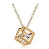 Fashion 18K Gold Plated Cubic Zirconial Crystal Cube Necklace for Women Girlfriend Ladies Wedding Jewelry Wholesale Price Drop Ship