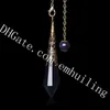 1Pc Sparkling Blue Sandstone Amulet Pendant Single Pointed Pendulum Necklace Jewelry Antique Bronze Copper Bail Chain with Sand Stone Beads