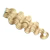 Tape i hårförlängningar 100g Virgin Brasilian Body Wave Remy Hair 40piece PU Skin Väftband i Human Hair Extensions 613 Blek blondin