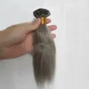 Argent 1 g/brin gris ongles U Tip colle à la kératine pré-collée Remy Extensions de cheveux humains naturels gris 100 brins vrais 100% cheveux humains 10 "-24"