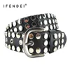 IfenDei Punk Paski Mężczyźni Moda Nity Męskie Pas Dla Kobiet PU Leather Hip Hop Strap Women Cinturon Mujer Street