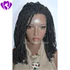 Pelucas Envío rápido 1b natural negro / marrón / burdeos trenzas llenas peluca delantera del cordón pelo corto sintético pelucas trenzadas rizadas para las mujeres