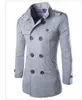 Europa Stylish Mens Overcoat alta qualidade de lã gola Abotoamento Mens Outwear Grey Black Tamanho M-4XL