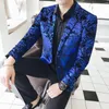 Blazer en velours bleu pour hommes, veste Slim, Vintage, Business, décontracté, fête, élégant, nouvelle collection 2018