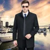 New Fashion Mandarin collar Grey Black Coat Men Winter Mens Overcoat business Wool Coat Male winter Jacket plus size outerwear