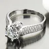 choucong Prong Set 2ct Stone Cz 5A Zircon stone 925 Sterling silver Women Engagement Wedding Band Ring Sz 4-10 Gift