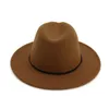 Модная винтажная женская шерсть федеральная шляпа Mens Fedora Trilby просто плетеная веревка, украшенная Panama Flat Brim Jaz Formal Hat5182531