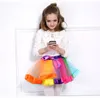 6 Pcs New Kid Meninas saia Rainbow cor tutu Vestidos Recém-nascidos Rendas Princesa Saia Pettiskirt Ruffle Ballet Dancewear