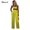 Mutevole Zomer Casual 2 Stuk Sets Womens Crop Top en Broek Outfits Tweedelige Set Spaghetti Strap Tank Wide Leg Broek Set