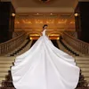 Elegant Vintage Royal Wedding Dresses Simple Off Shoulder Lace Applique Ball Gown Bridal Dress Charming Chapel Train Satin Wedding Gowns