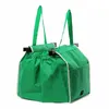 Large Capacity Green Non-woven Fabric Shopping Bag Foldable Reusable Supermarket Clip To Cart Grocery Grab Shopping Bags