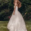 2019 Une Ligne Robes De Mariée Bohème Sans Bretelles Dentelle 3D Appliques Florales Perles Plage Robe De Mariée Etage Longueur Pas Cher Robes De Mariée Boho