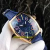 Nowe Crazy Hours 8880 CH 5NE Color Dreams Automatyczna biała tarcza Męski zegarek Rose Gold Case Skórzany pasek Męskie zegarki sportowe