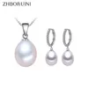 Zhboruini Pearl Smycken Set Natural Freshwater Pearl Necklace Drop Zircon Earrings 925 Sterling Silver Jewelry for Women Gift6196855