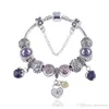 Nouveau style mixte bracelet à breloques 925 bracelets en argent pour femme Bracelet Vintga perles de cristal violet bricolage bijoux de mode pour cadeau de Noël