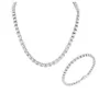 24''+8.5'' Fashion Men's women 316L Stainless Steel Silver 5mm wide Cable Square Rolo Chain Necklace & Bracelet Jewelry Set