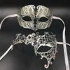 GNHYLL Minnaar Vrouw Men039s Masker Zilver Metaal Paar Venetiaanse Maskers Gouden Bal Bruiloft Mardi Gras Party Oogmaskers Set2943366