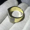 Hermoso anillo masculino Pave Configuración 119 piezas 5A Cz oro amarillo lleno 925 anillo de compromiso de plata anillo de boda para hombres joyería Gift205P