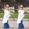 Nouveau printemps été coton pour les filles 1 - 9 ans coupe libre blanc manches évasées robe de princesse robe formelle mode fille robe d'été 2018