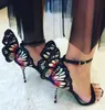 Sophia Webster Black Pink Butterfly Winged Embroidery High Heeled Ladies Dress Wedding Party Sandals Straps Gladiator Women Evening Sandals