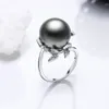 Fantastic Leaf ring with big Grey Pearl Trendy White jewellery drop anel anillos aneis female jewelry rings8344905