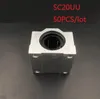 CNCルーター3Dプリンタ部品のための50pcs /ロットSC20UU SCS20UU 20mmリニアケース単位リニアブロックベアリングブロック