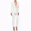 2018 Autumn Formal White Jacket+Pants white Women Elegant Business Suits Single Button Blazer Female Office Trouser Pant Suits