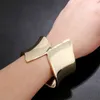 whole Fashion Smooth metal bangles Simple cuff bracelets for women Big wide open bangles India Jewelry pulseira feminina KX0196376956