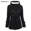 Gros-Corne bouton Veste manteau Hiver Automne femmes mince plus la taille chaud Moyen long à capuche OverCoat 6XL 5XL 6 couleurs veste pour les femmes