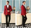 Mode Rode Mannen Bruiloft Smoking Zwart Sjaal Revers Side Vent Bruidegom Tuxedos Hoge Kwaliteit Mannen Prom / Diner / Darty Jurk (Jas + Broek + Tie + Vest) 261