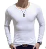 Homme col en V coton couleur pure manches longues t-shirts printemps automne Slim T-Shirt 14 couleurs taille M-2XL