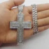 Hip Hop Titanium Rostfritt stål Full Bana Rhinestone Iced Out Bling Male Gold Color Cross Pendants Halsband för män Smycken