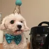 Chapeau de fête pour animaux de compagnie couronne noeud papillon chien chapeau d'anniversaire tenue de fête chiots chapeaux accessoires pour Costume de chat