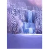 Frozen Waterfall Blue Winter Photography Backdrops Snow Covered Pine Trees Icefall Kids Birthday Party Photo Booth Background