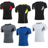 Män Gym Sport Running T-shirts Snabb Tight-Passar Torr Kortärmad Man Kroppsbyggande Toppar Tights Sportskjorta Jogging