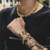Collana e bracciali di gioielli da uomo hip-hop Set di gioielli con catene a maglie in pietra micro pavé di pietre color oro / argento