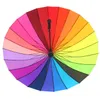 Alta qualidade 24k cor arco-íris moda longo punho reto sol / chuva vara guarda-chuva frete grátis