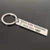 Mode Smycken Män Kvinnor Keyring Engraved Drive Safe Handsome Jag älskar dig Hjärta för Par Pojkvän Flickvän Gifts Keychain