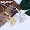TOPGRILLZ HipHop cobre oro plata Color helado Micro Pave CZ Nunchaku Ninja colgante collar encanto para hombres mujeres regalo