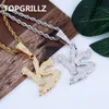 TOPGRILLZ HipHop Rame Oro Argento Colore Iced Out Micro Pave CZ Nunchaku Ninja Ciondolo Collana Charm Per Uomo Donna Regalo